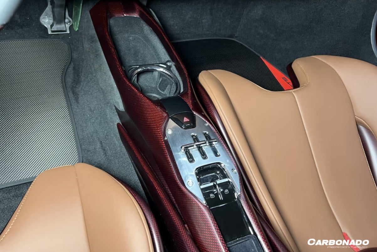 2022-UP Ferrari 296 GTB GTS OE Style Dry Carbon Fiber center control surround panel rear end