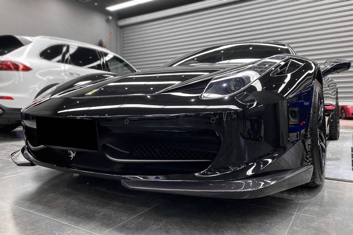 2010-2015 Ferrari Carbon Fiber Fiber Front Lip Carbonado (AP) Fits: 458 Italia and Spider