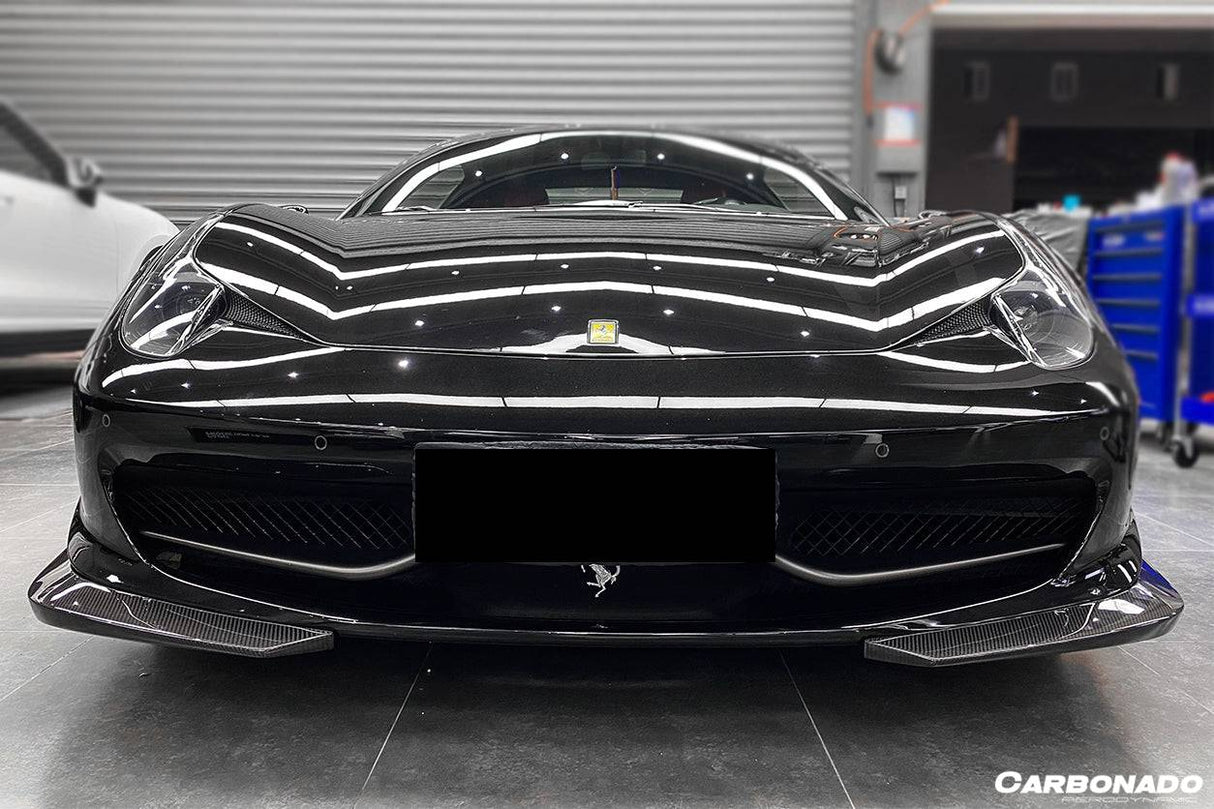 2010-2015 Ferrari Carbon Fiber Fiber Front Lip Carbonado (AP) Fits: 458 Italia and Spider
