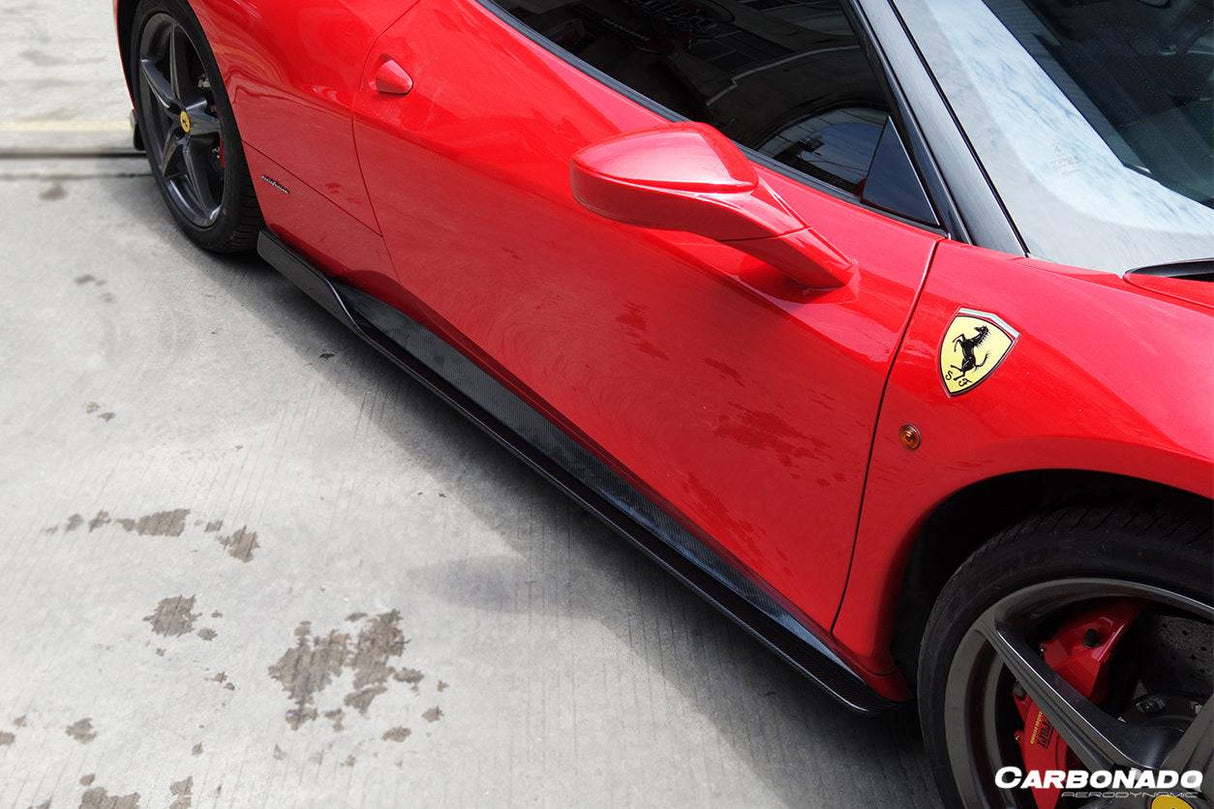 2010-2015 Ferrari Carbon Fiber Side Skirts Under Board Carbonado (AV) Fits: 458 Italia and Spider