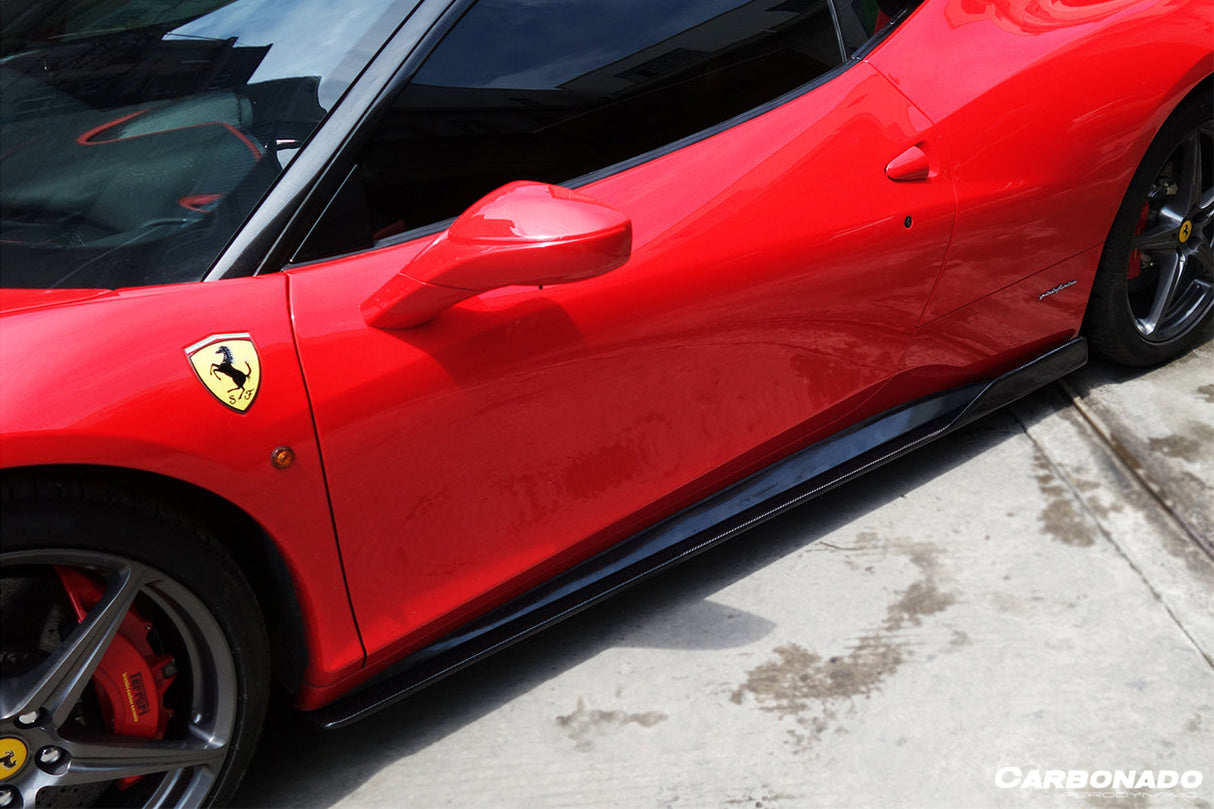 2010-2015 Ferrari Carbon Fiber Side Skirts Under Board Carbonado (AV) Fits: 458 Italia and Spider