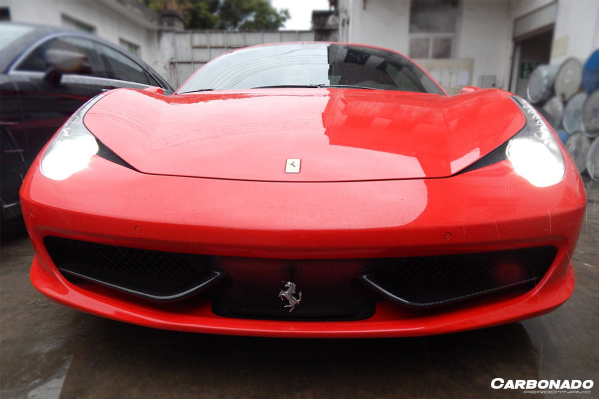 2010-2015 Ferrari Carbon Fiber Front Bumper Canards Carbonado (OE) Fits: 458 Italia and Spider