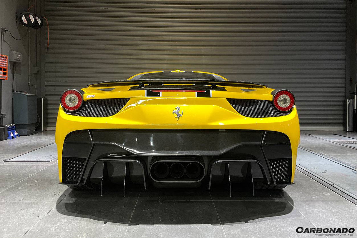 2010-2015 Ferrari Carbon Fiber Rear Bumper with Tips Carbonado (VRS) Fits: 458 Italia and Spider