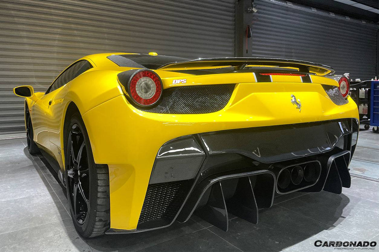 2010-2015 Ferrari Carbon Fiber Rear Bumper with Tips Carbonado (VRS) Fits: 458 Italia and Spider