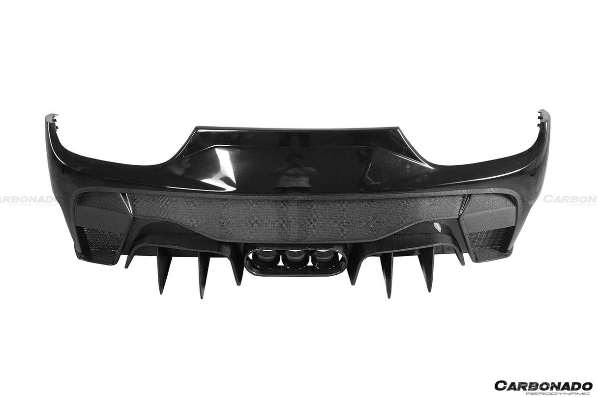 2010-2015 Ferrari Carbon Fiber Rear Bumper with Tips Carbonado (VRS) Fits: 458 Italia and Spider
