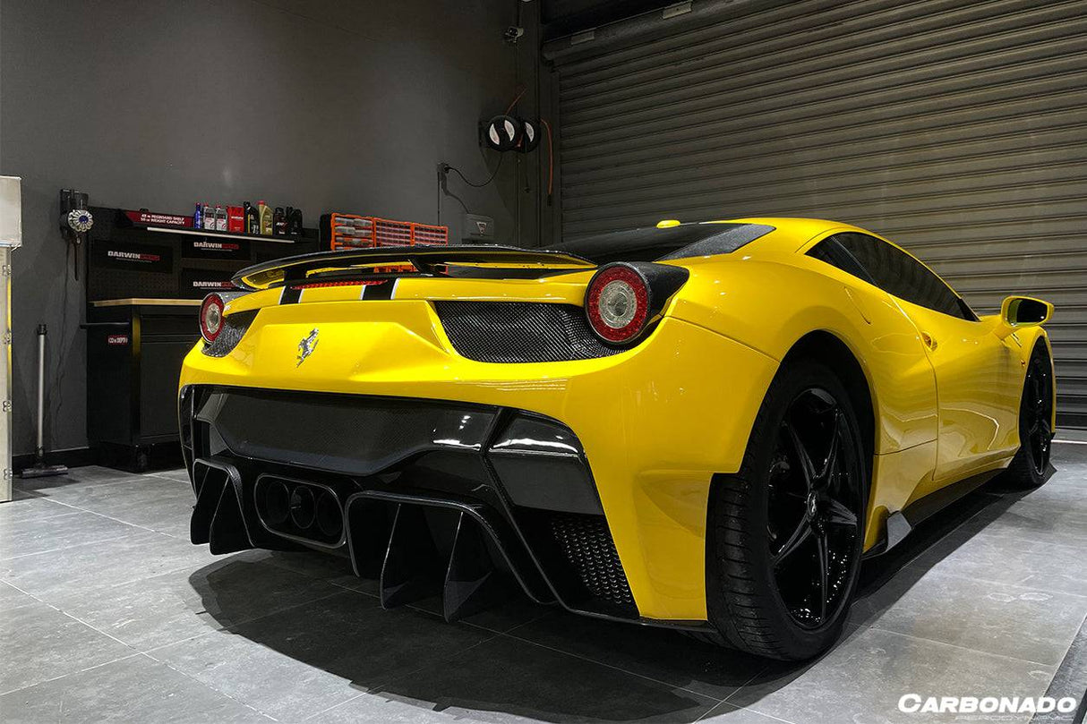 2010-2015 Ferrari Carbon Fiber Rear Bumper with Tips Carbonado (VRS) Fits: 458 Italia and Spider