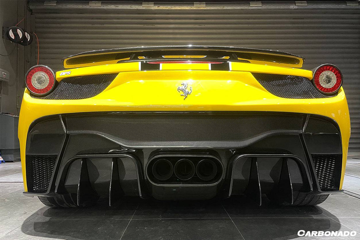2010-2015 Ferrari Carbon Fiber Rear Bumper with Tips Carbonado (VRS) Fits: 458 Italia and Spider