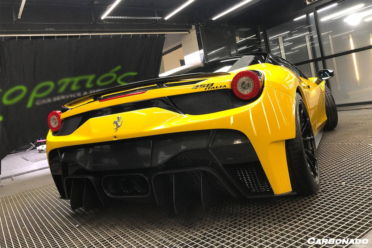 2010-2015 Ferrari Carbon Fiber Rear Bumper with Tips Carbonado (VRS) Fits: 458 Italia and Spider
