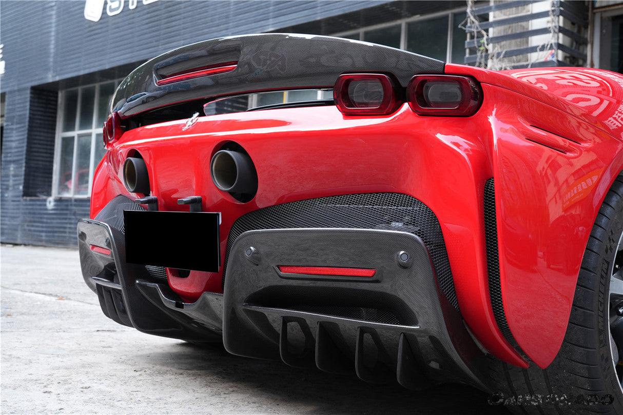 2020-UP Ferrari SF90 Stradale OE Style Autoclave Carbon Fiber Rear Diffuser