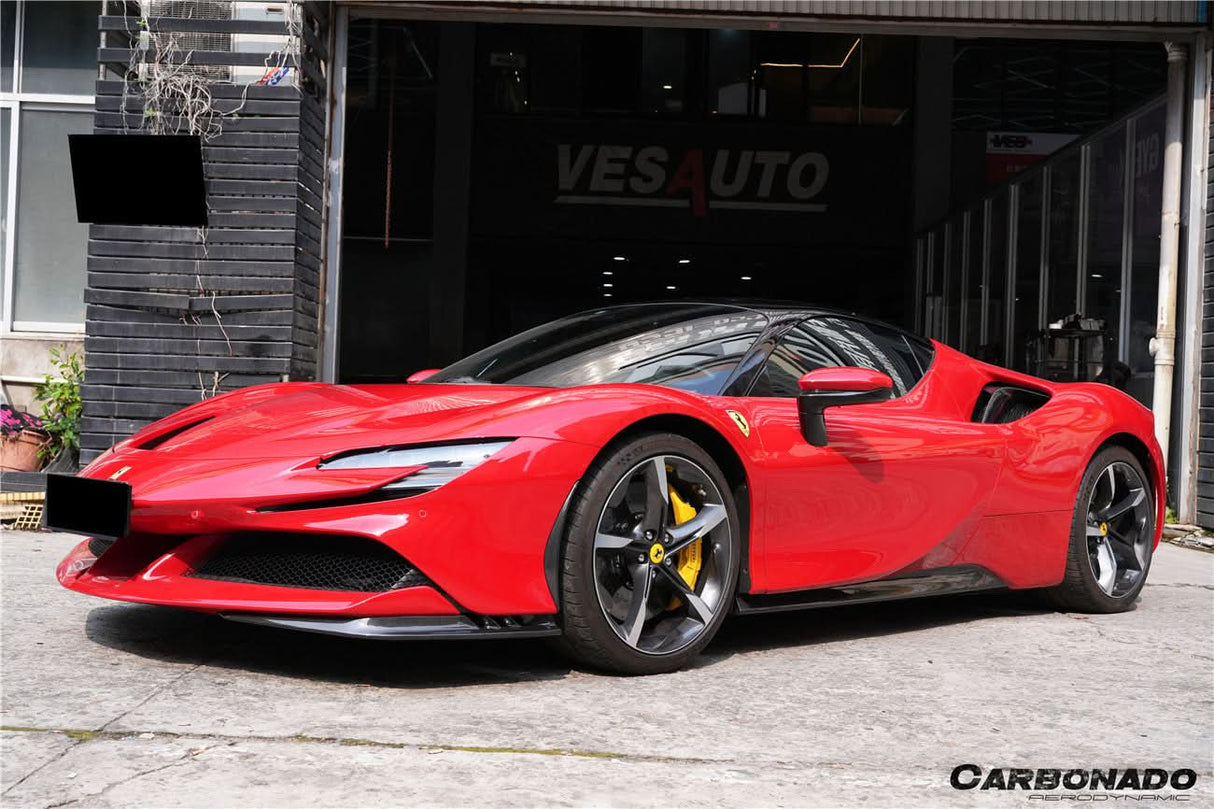 2020-UP Ferrari SF90 Stradale and Spider Autoclave Carbon Fiber Front Bumper Side Splitter DarwinPRO (OE)