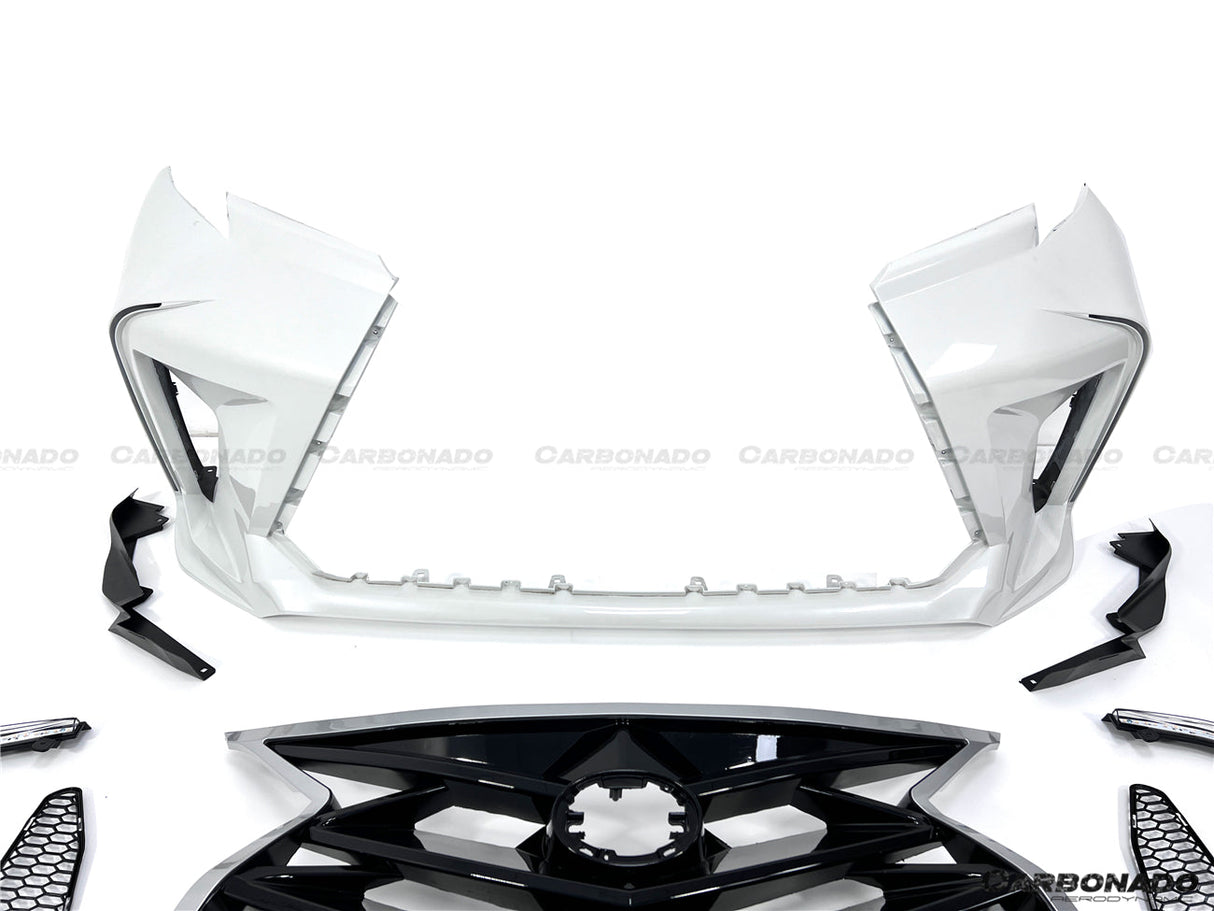 2021-UP Toyota Sienna Thunder Style PP Front Bumper with Lip and Grills and LED Light