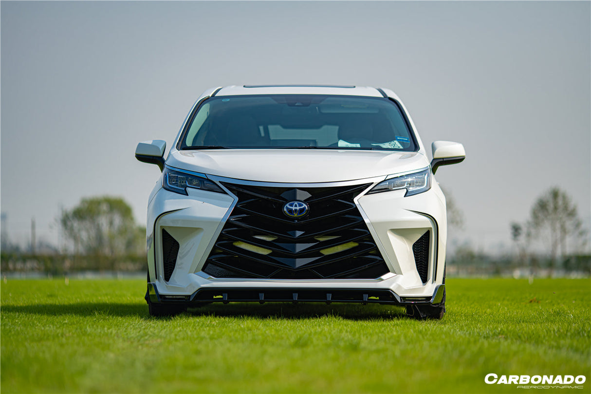 2021-UP Toyota Sienna Thunder Style PP Front Bumper with Lip and Grills and LED Light