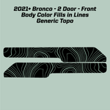 Topo Front Interior Upper Door Card Insert Overlays (Printed Series) - 2021+ Bronco 2 Door