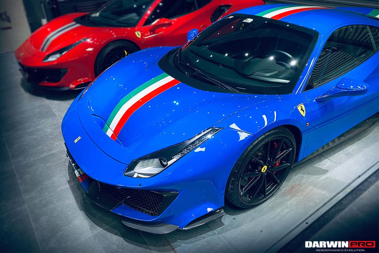 2018-2020 Ferrari 488 Pista Only Partial Carbon Fiber Front Bumper - DarwinPRO