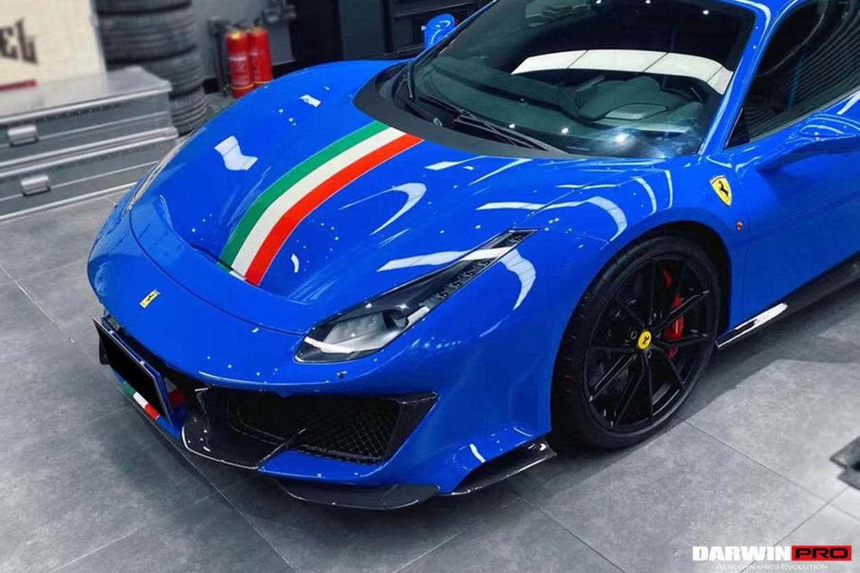 2018-2020 Ferrari 488 Pista Only Partial Carbon Fiber Front Bumper - DarwinPRO
