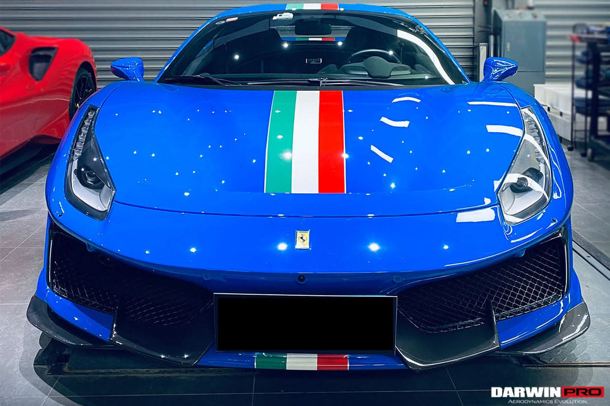 2018-2020 Ferrari 488 Pista Only Partial Carbon Fiber Front Bumper - DarwinPRO