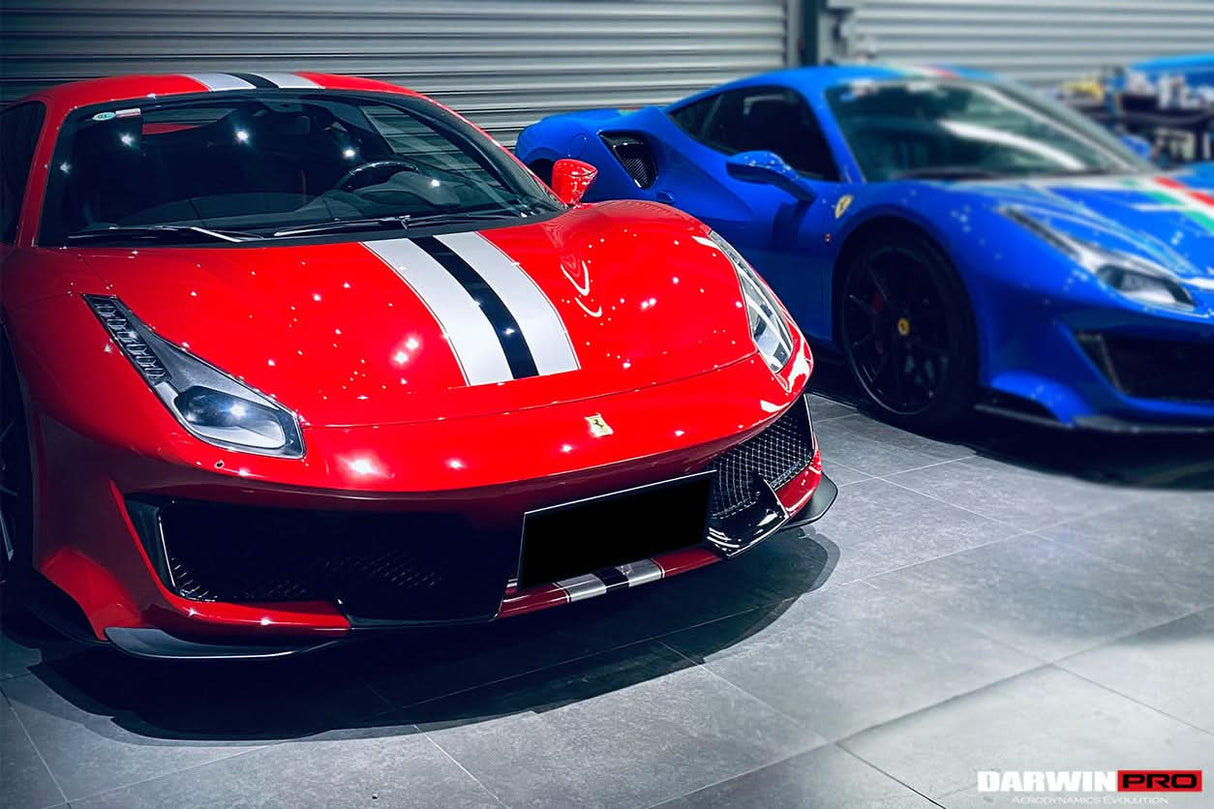 2018-2020 Ferrari 488 Pista Only Partial Carbon Fiber Front Bumper - DarwinPRO
