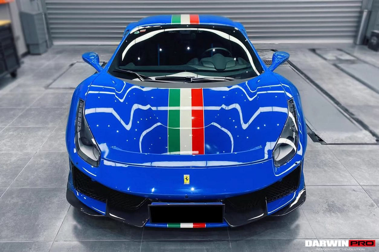 2018-2020 Ferrari 488 Pista Only Partial Carbon Fiber Front Bumper - DarwinPRO