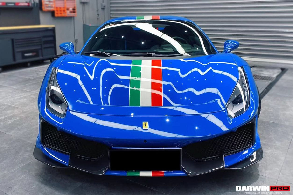 2018-2020 Ferrari 488 Pista Only Partial Carbon Fiber Front Bumper - DarwinPRO