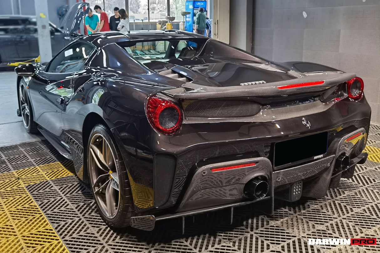 2015-2020 Ferrari 488 Spider Pista Style Carbon Fiber Rear Bumper And Wing