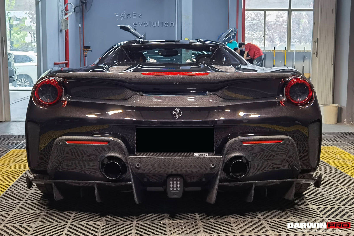 2015-2020 Ferrari 488 Spider Pista Style Carbon Fiber Rear Bumper And Wing