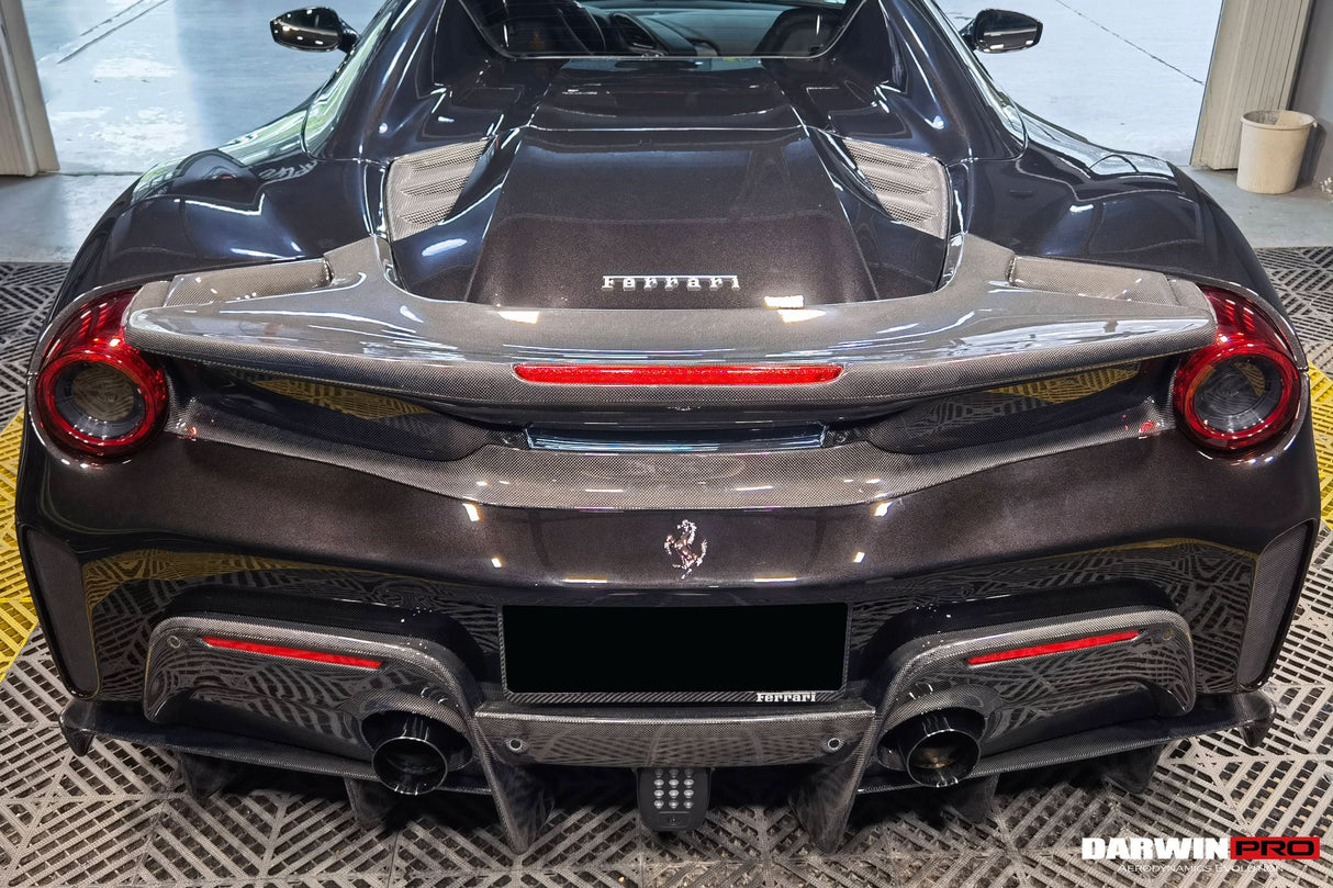 2015-2020 Ferrari 488 Spider Pista Style Carbon Fiber Rear Bumper And Wing