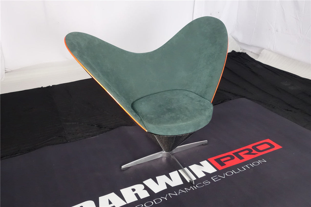 DARWINPRO CARBON FIBER HEART-SHAPED BRITISH GREEN ALCANTARA LOUNGE CHAIR