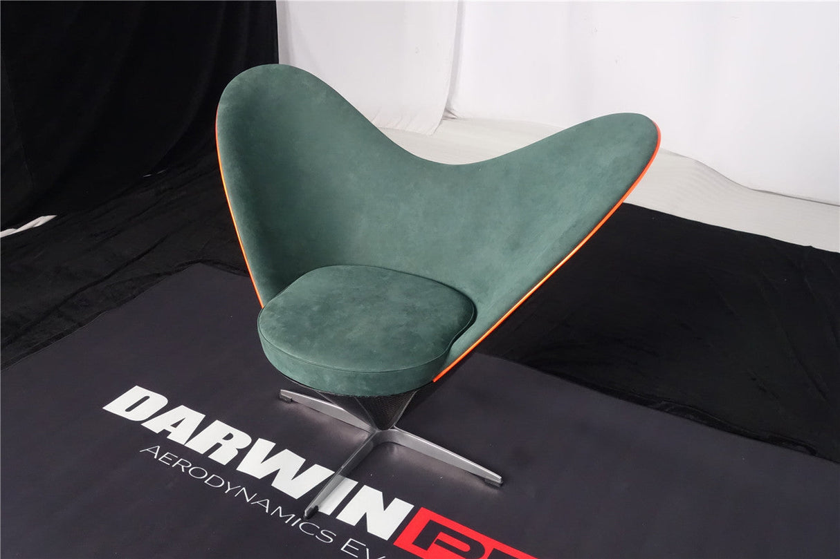 DARWINPRO CARBON FIBER HEART-SHAPED BRITISH GREEN ALCANTARA LOUNGE CHAIR