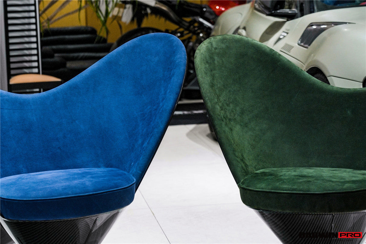 DARWINPRO CARBON FIBER HEART-SHAPED BLUE ALCANTARA LOUNGE CHAIR