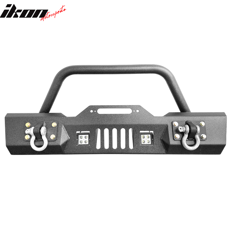 Fits 07-17 Jeep Wrangler Front Bumper Guard w/ LED Light & D Rings