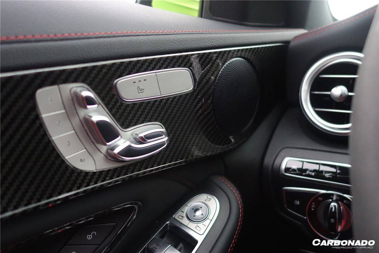 2015-2021 Mercedes Benz W205 C63 S AMG Sedan Dry Carbon Fiber Interior Door Panel Trim Cover Strip