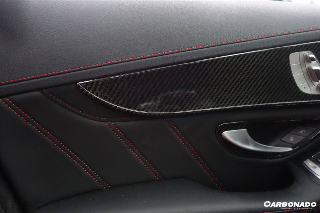 2015-2021 Mercedes Benz W205 C63 S AMG Sedan Dry Carbon Fiber Interior Door Panel Trim Cover Strip
