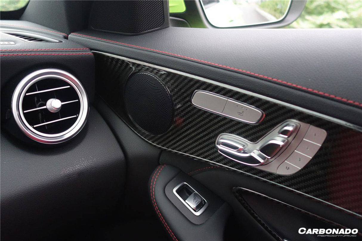 2015-2021 Mercedes Benz W205 C63 S AMG Sedan Dry Carbon Fiber Interior Door Panel Trim Cover Strip