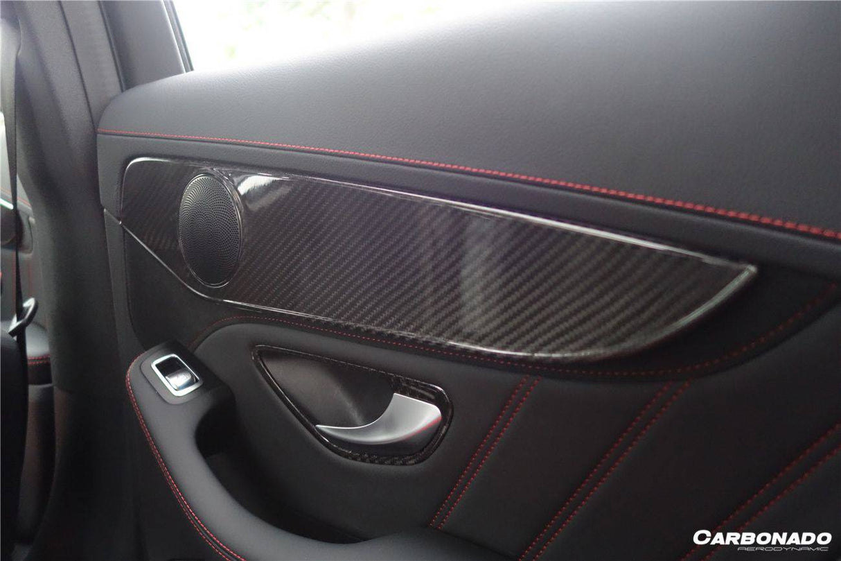 2015-2021 Mercedes Benz W205 C Class GLC X253 Carbon Fiber Interior Door Handle Cover Trim