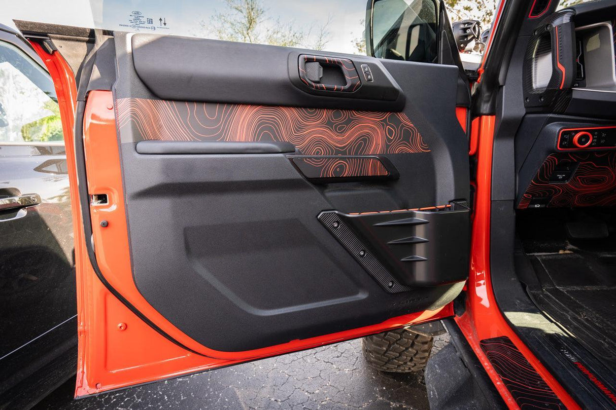 Topo Interior Front Door Grab Handle Overlay Kit (Printed + Laser Series) - 2021+ Bronco