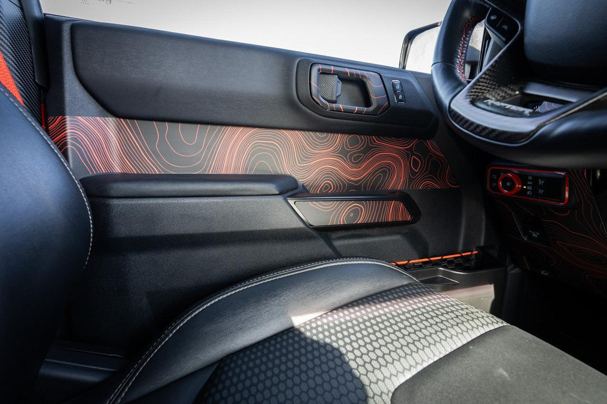 Topo Interior Front Door Grab Handle Overlay Kit (Printed + Laser Series) - 2021+ Bronco