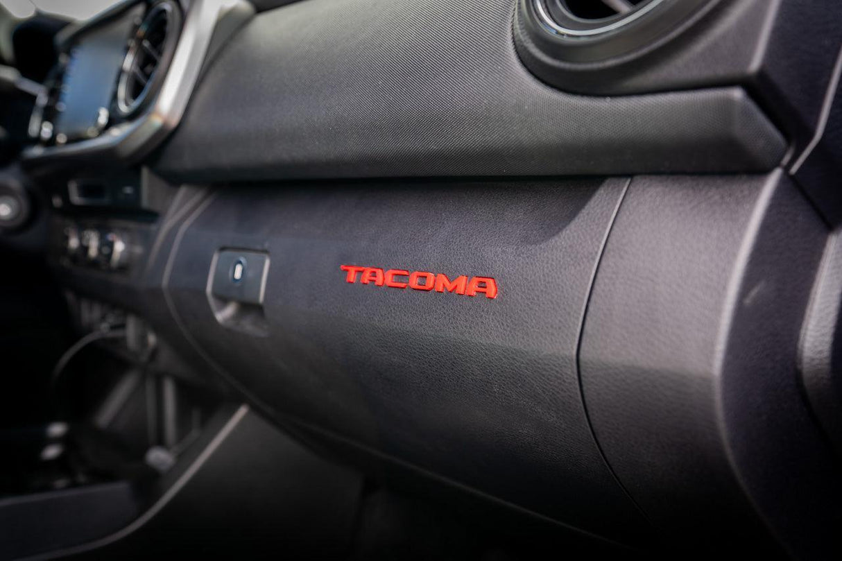 Glove Box "TACOMA" Acrylic Logo Inlays (Laser Series) - 2016-2023 Tacoma