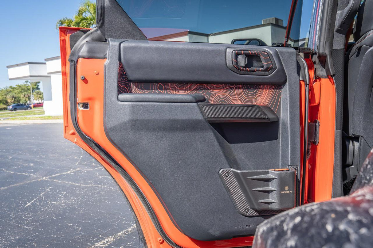 Topo Rear Interior Upper Door Card Insert Overlays (Printed Series) - 2021+ Bronco 4 Door