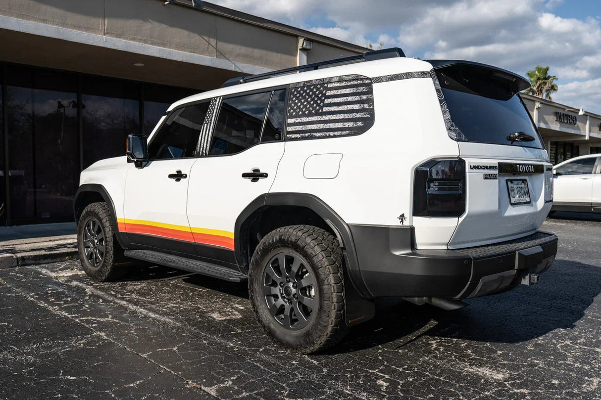 American Flag Rear Window Overlays V2 (Perforated) - 2024+ Land Cruiser