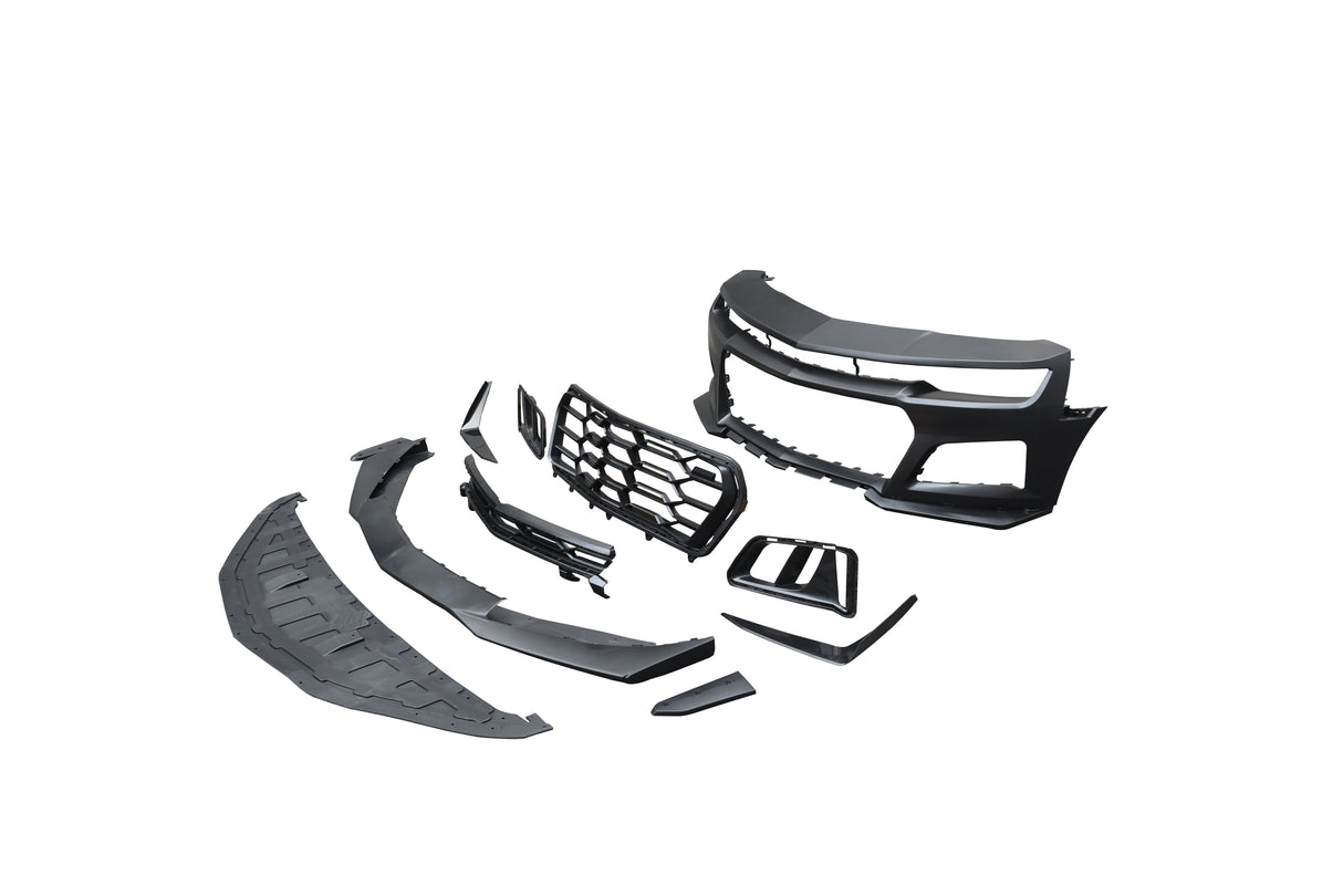 2010-2015 Chevy Camaro ZL1 1LE Track Package Front Bumper Conversion 11pcs Full Kit Flat BLK Body Kit
