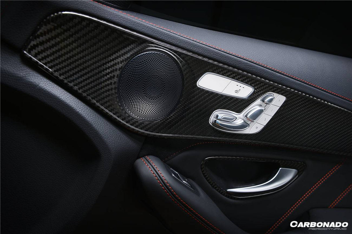 2015-2021 Mercedes Benz W205 C Class GLC X253 Carbon Fiber Interior Door Handle Cover Trim