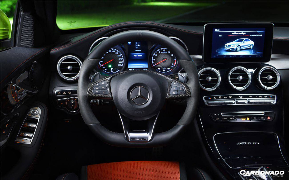 2015-2021 Mercedes Benz W205 C63 AMG Dry Carbon Fiber Interior Steering wheel Trim