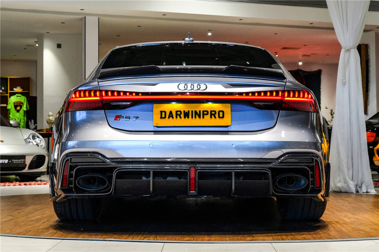 2019-UP Audi RS6 Avant C8 RS7 C8 Quattro Carbon Fiber Rear Diffuser DarwinPRO (iMP Design)