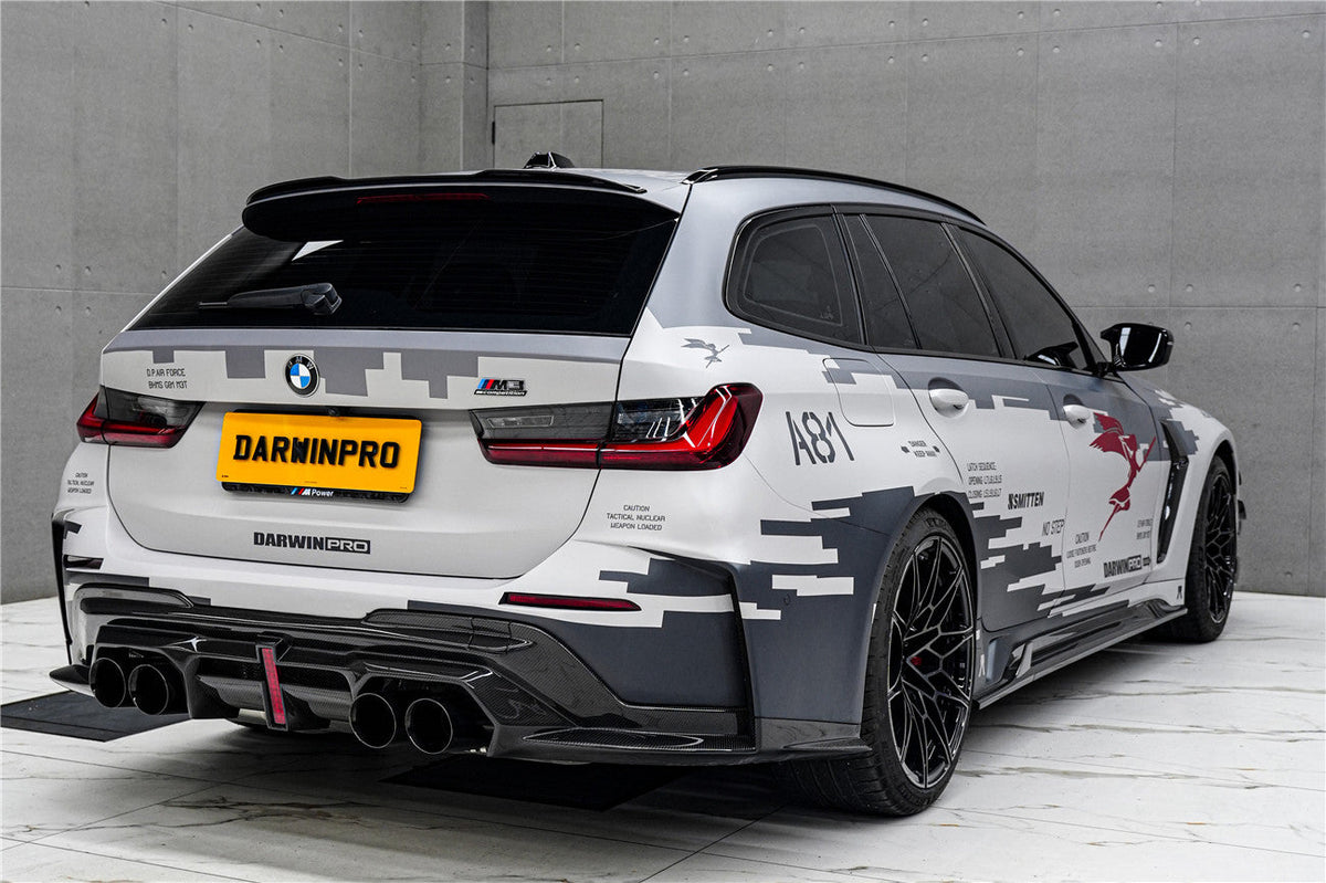 2021-UP BMW M3 G80 G81 Partial Carbon Fiber Rear Bumper with LED Light DarwinPRO (BKSS Ver.2 Design)