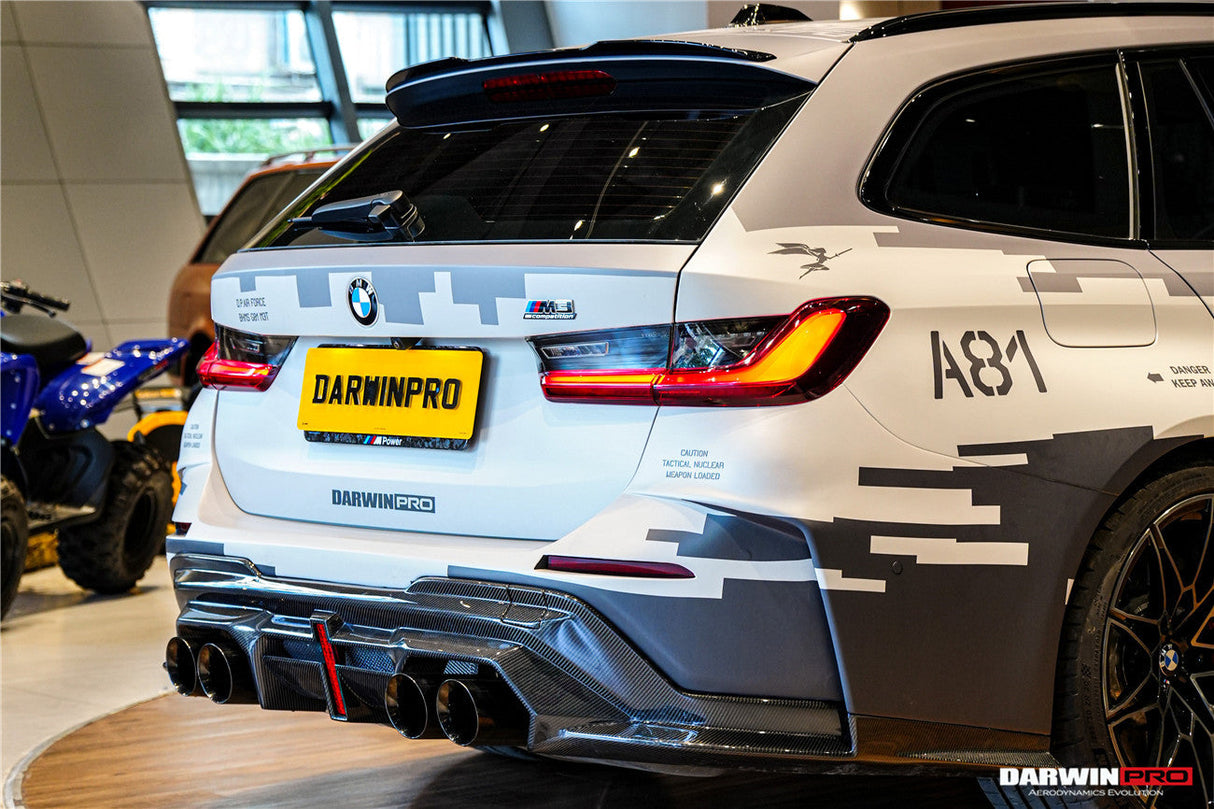 2021-UP BMW M3 G80 G81 Partial Carbon Fiber Rear Bumper with LED Light DarwinPRO (BKSS Ver.2 Design)