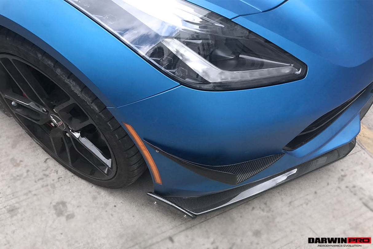 2013-2019 Corvette C7 Z51 Z06 Grandsport Carbon Fiber Satge3 Style Front Lip with Satge2 Winglets