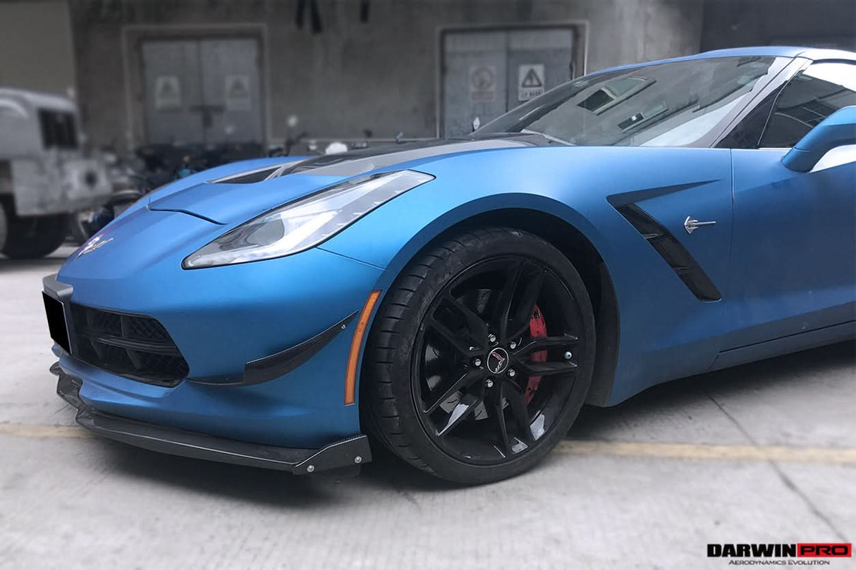 2013-2019 Corvette C7 Z51 Z06 Grandsport Carbon Fiber Satge3 Style Front Lip with Satge2 Winglets