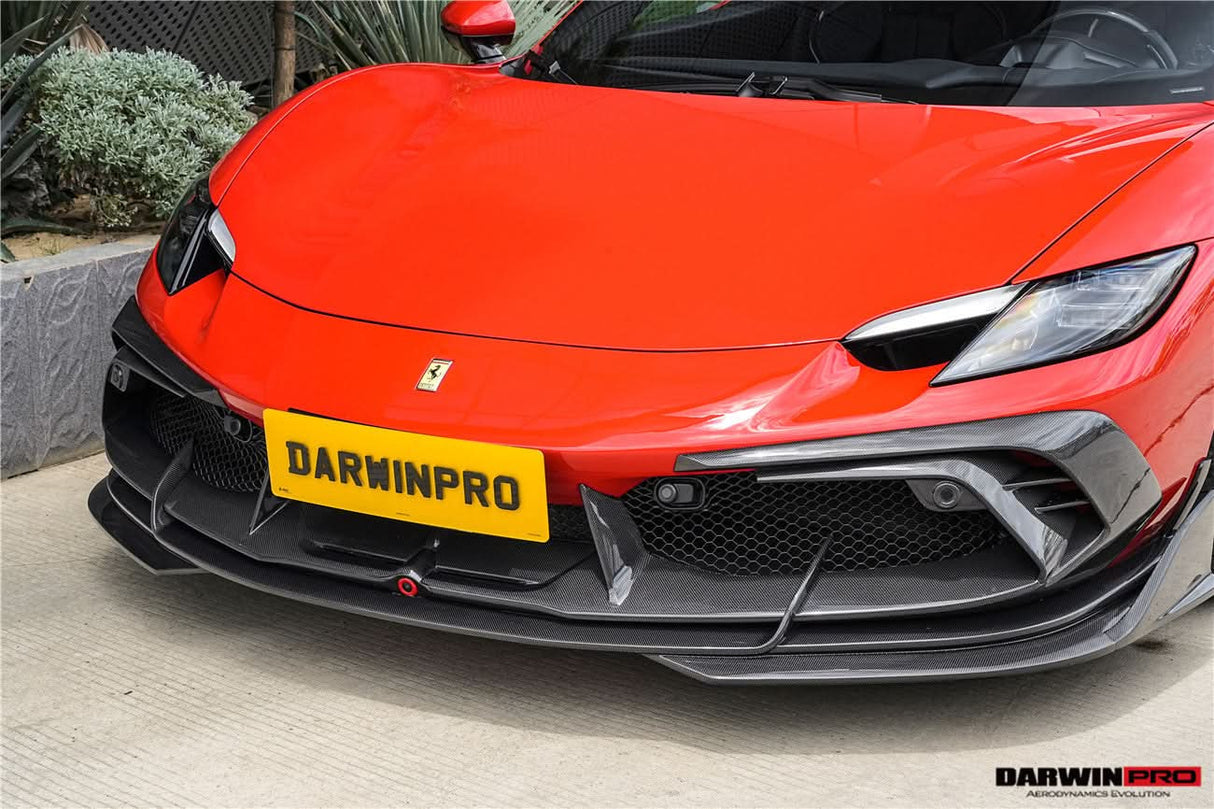 DarwinPRO 2022-2026 Ferrari 296 GTB  GTS Type F171 iMP Carbon Fiber Front Bumper Lip Splitter With Camera holes