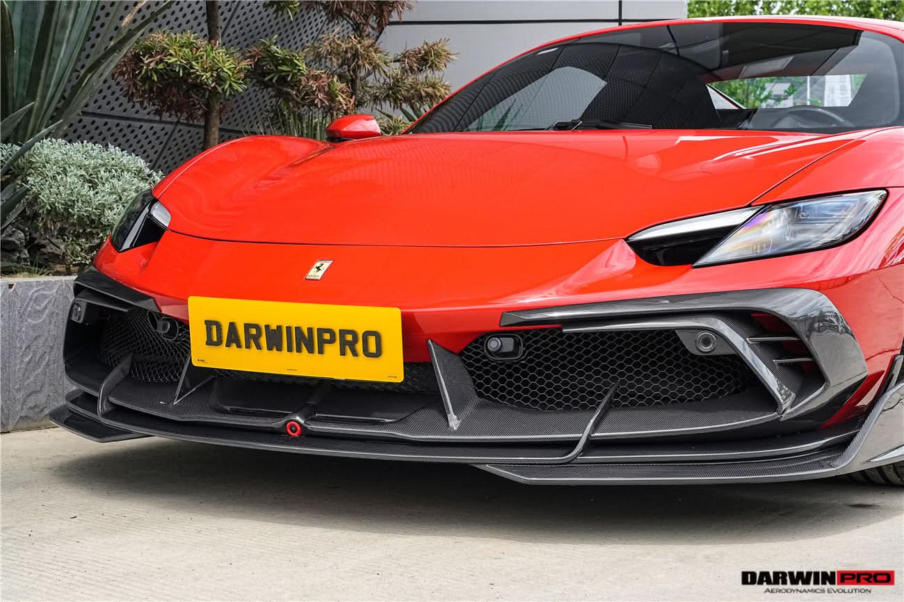 DarwinPRO 2022-2026 Ferrari 296 GTB  GTS Type F171 iMP Carbon Fiber Front Bumper Lip Splitter With Camera holes