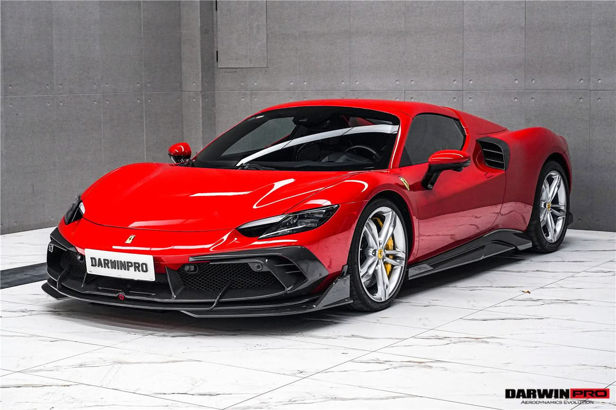 DarwinPRO 2022-2026 Ferrari 296 GTB  GTS Type F171 iMP Carbon Fiber Front Bumper Lip Splitter With Camera holes